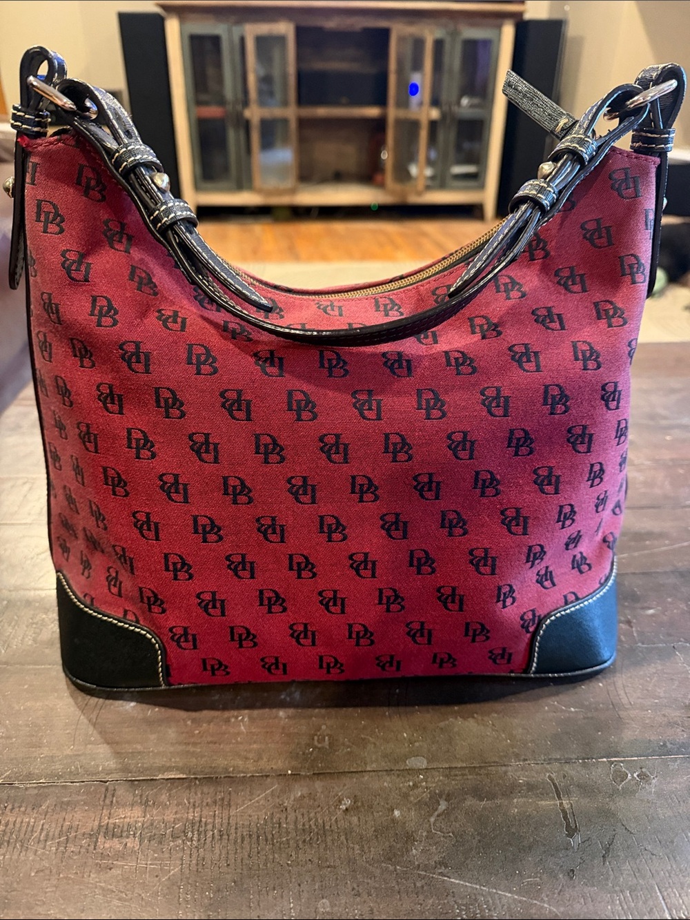 Dooney & Bourke Burgundy Monogram Shoulder Hobo - Picture 2 of 16